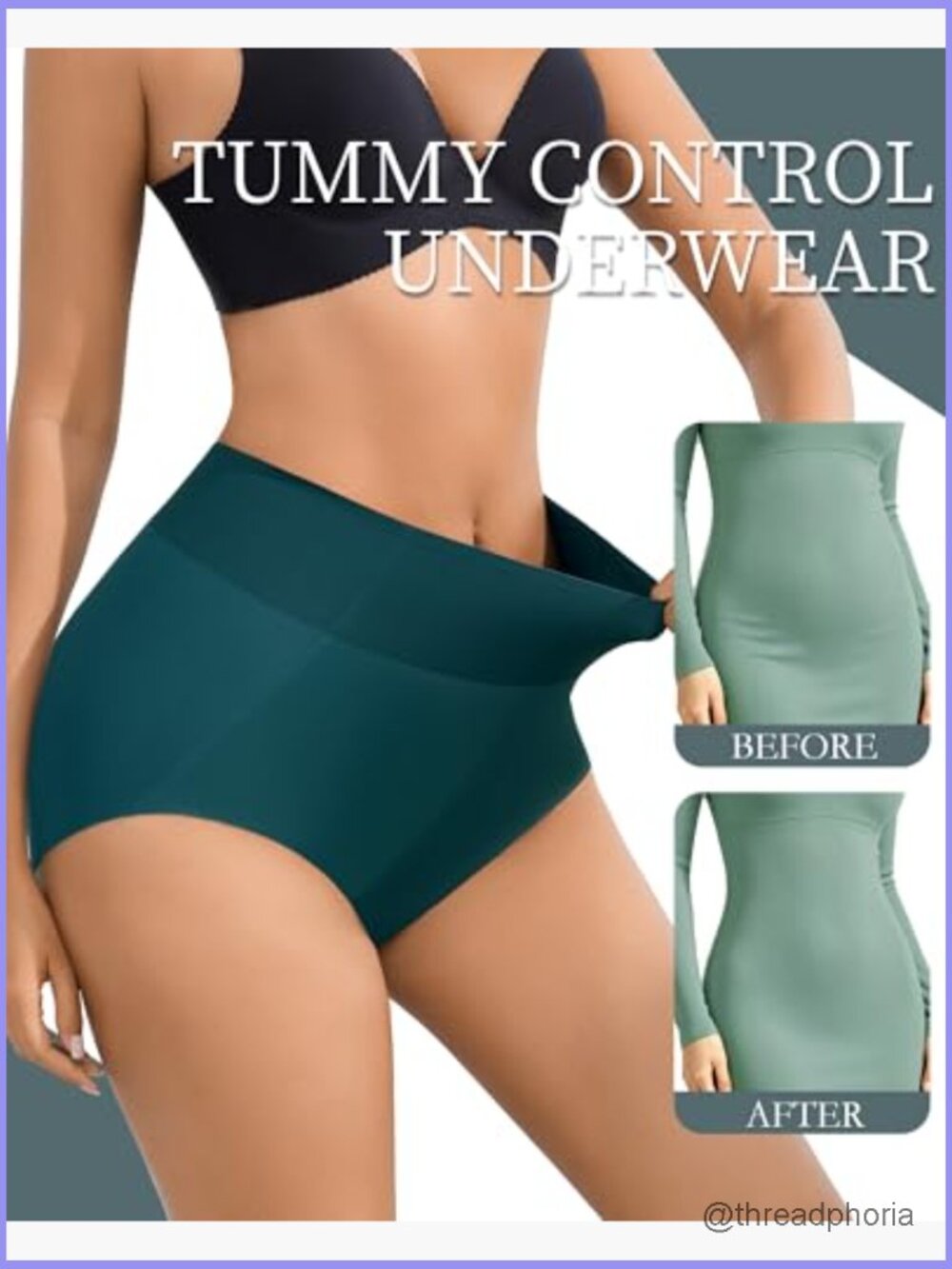 High Waisted Tummy Control Underwear Ice Silk Full Coverage Briefs Shapewear - Picture 3 of 7